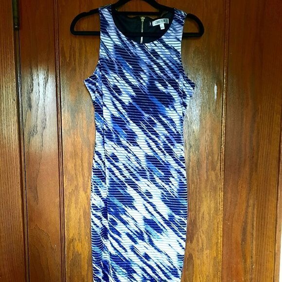 Jennifer Lopez Midi Tank Dress Stretchy Striped Purple - Picture 13 of 13